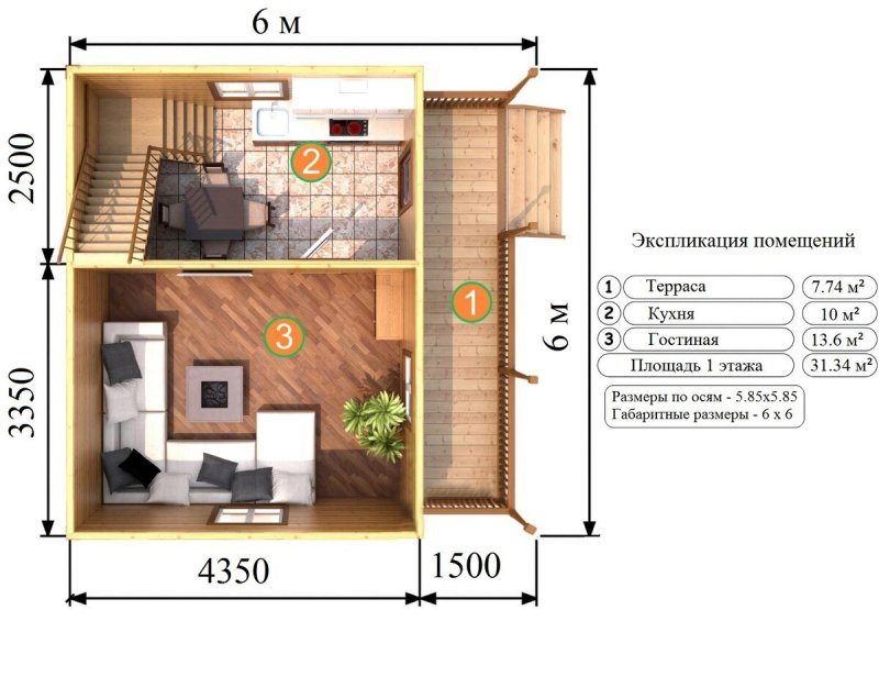Дачный домик планировка 6х6 1 этаж