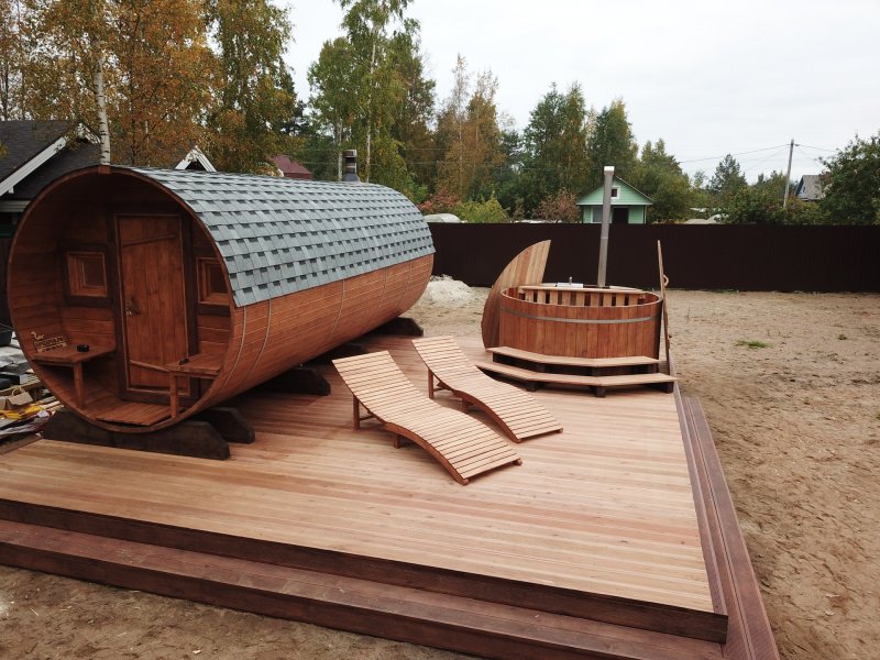 Баня бочка из бруса 150х150