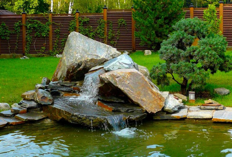 Искусственные каскады водопады ручьи водоемы