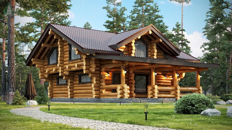 Шале из оцилиндрованного бревна проекты