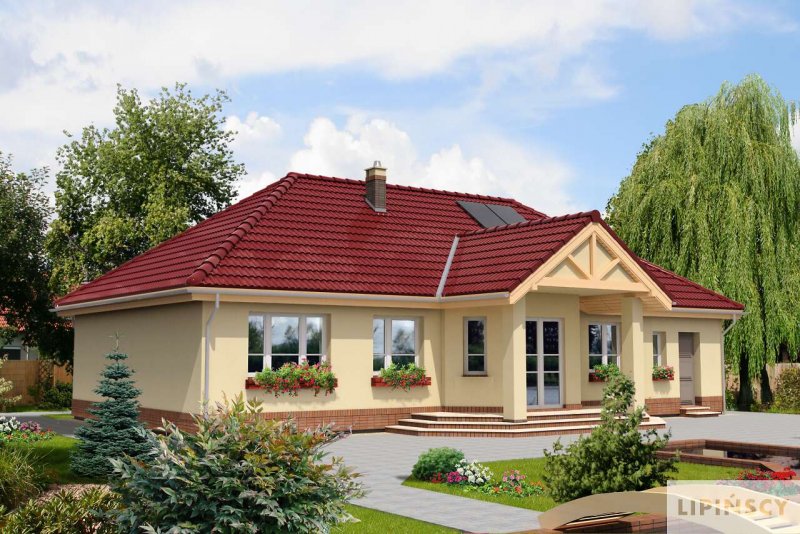 Одноэтажные домики с красной крышей