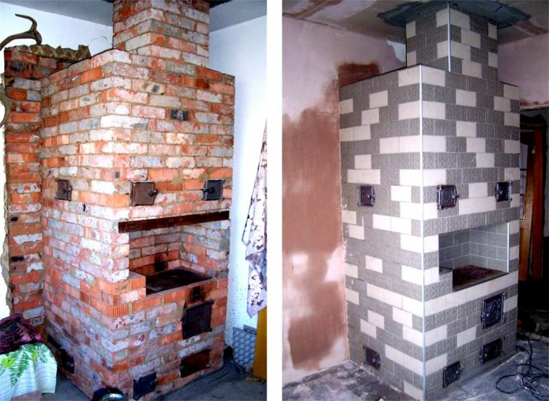 Отделка печки из кирпича