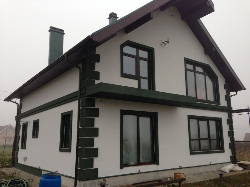 Штукатурка дома из газобетона снаружи красивые фасады (77 фото)