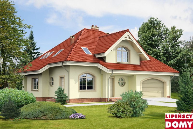 Загородный дом с красной крышей