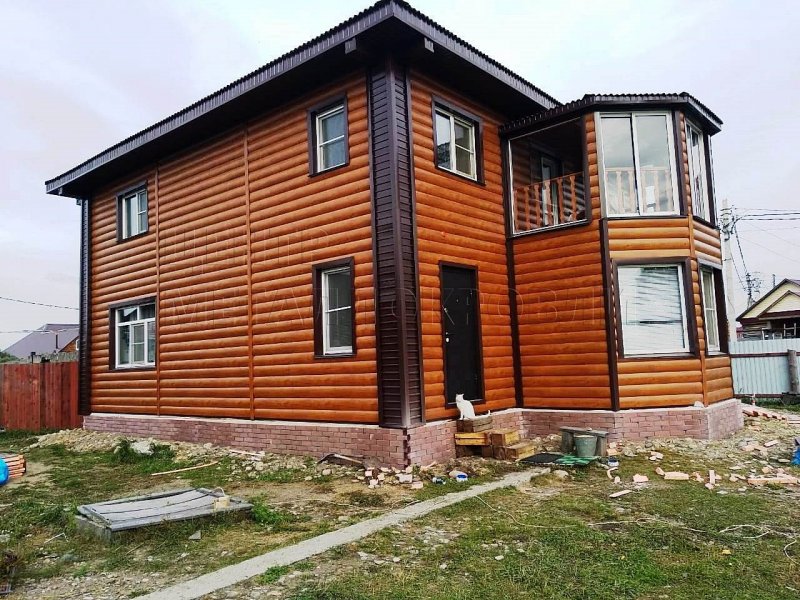 Металлический сайдинг блок Хаус орех