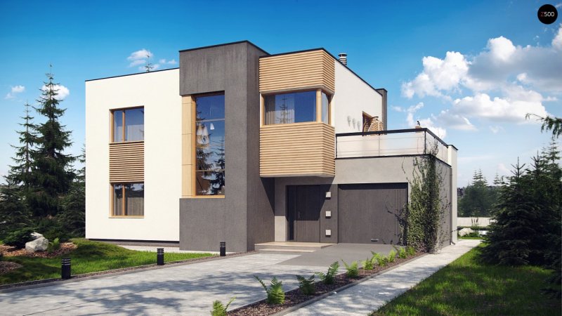 Дом с плоской кровлей из газобетона