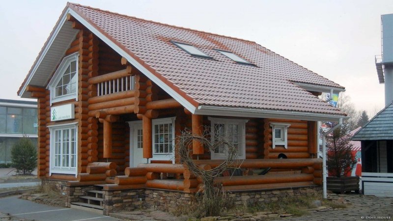 Современный вид бревенчатых домов