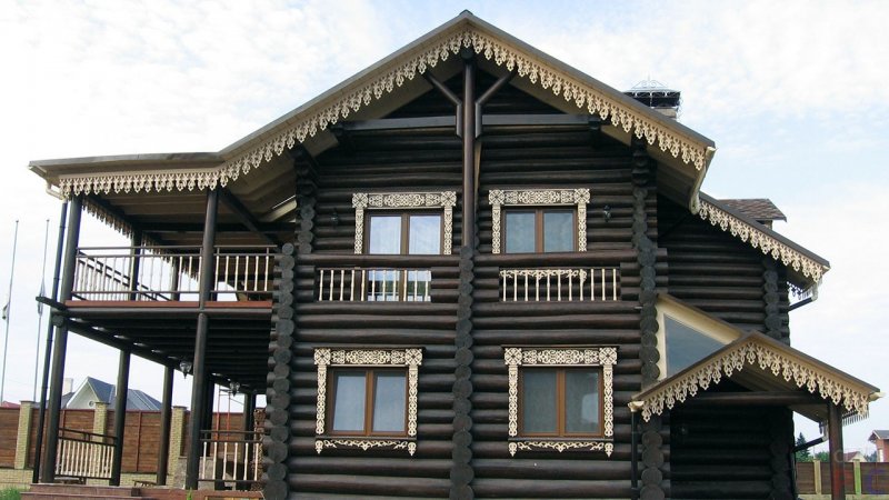 Фасады деревянных домов из бревна