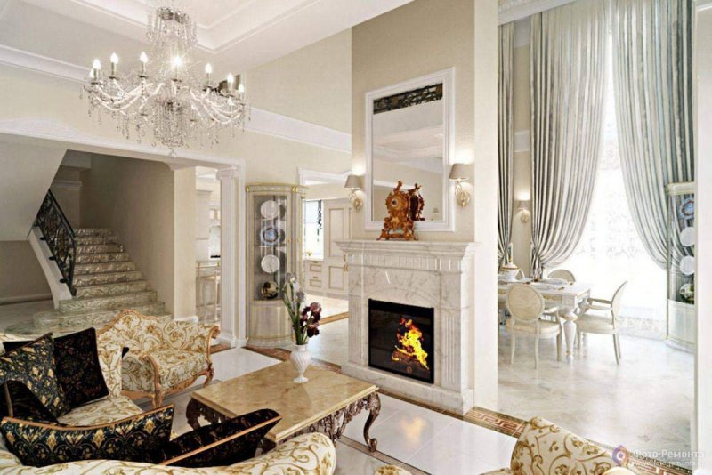 Классическая гостиная с камином