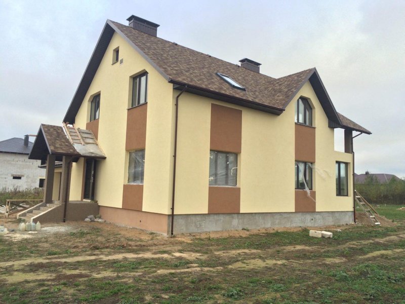 Мокрый фасад на частном доме