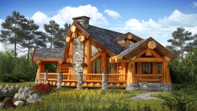 Post and Beam и оцилиндрованного бревна