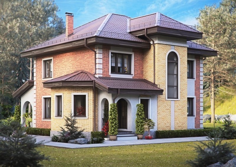 Красивый дом из кирпича двухэтажный