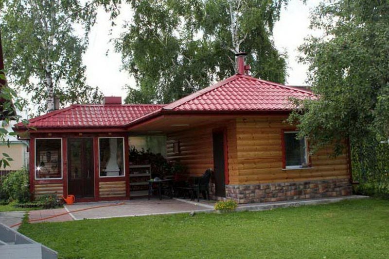 Баня с беседкой
