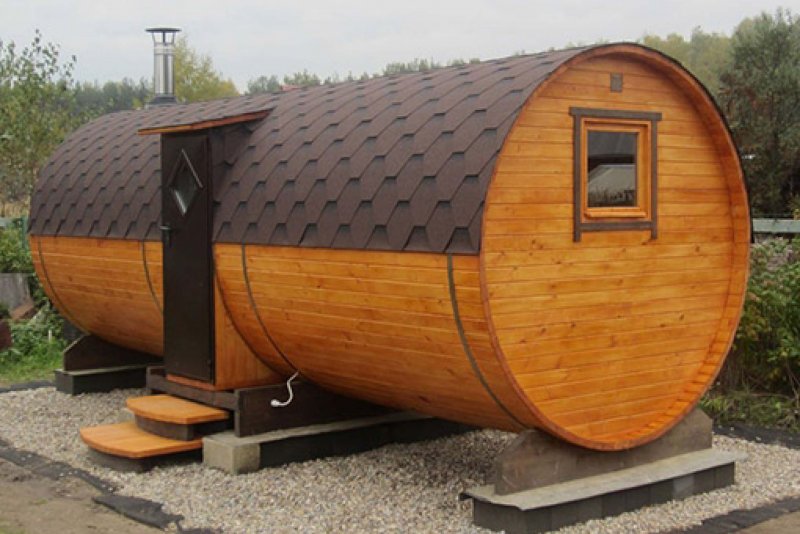 Баня бочка из бруса 150х150