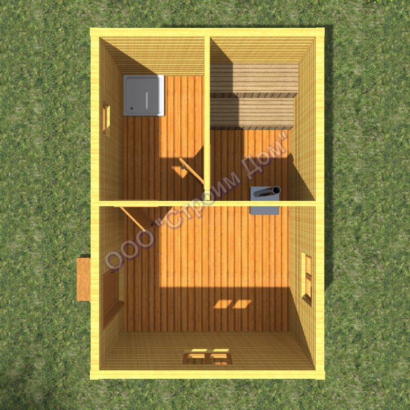 Планировка бани из бруса 3х4