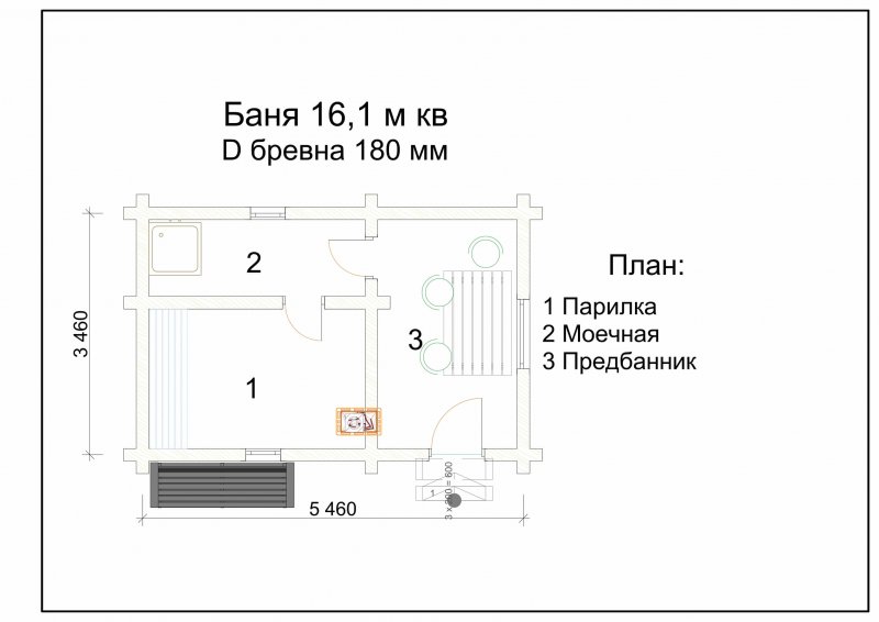 Планировка сруба бани бани 3 на 4