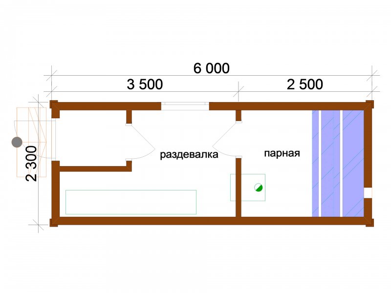 Проект бани 6х2.3