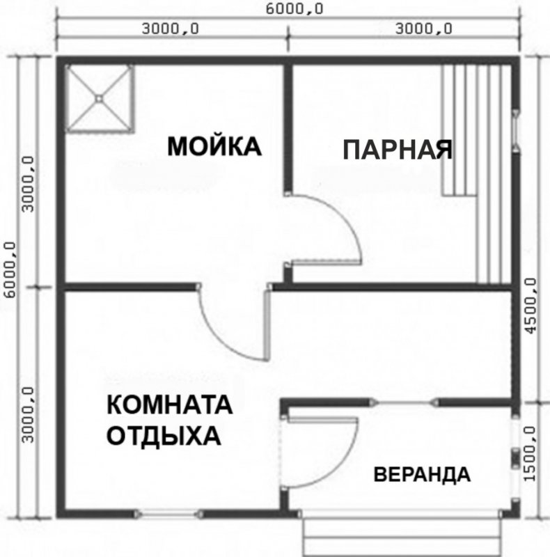 Проект бани 6х3 из пеноблоков