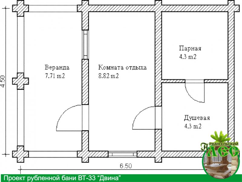 Схема парилки бани 6х4