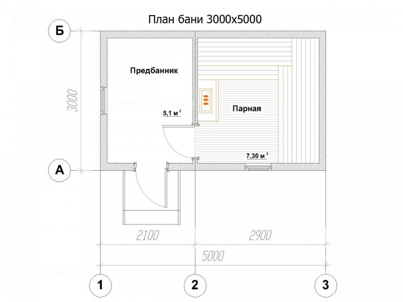 Баня 3 на 5 планировка