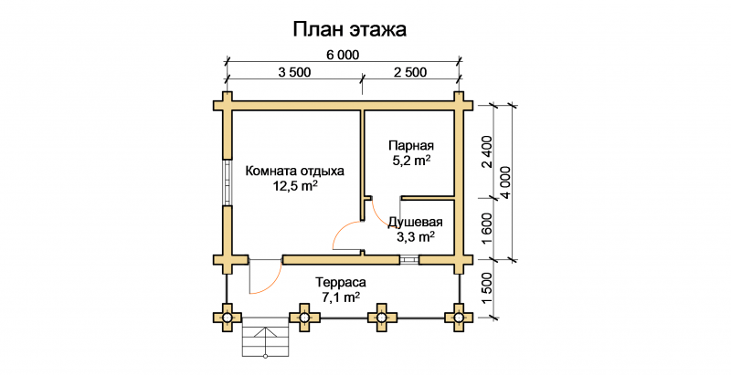Схема сруба бани из бревна