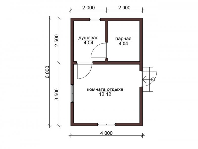 Каркасная баня 6х4
