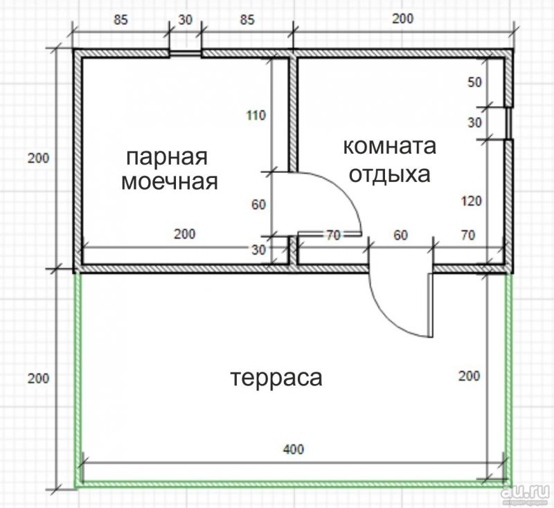 Чертеж каркасной бани 6х3