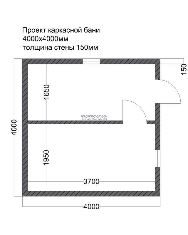 Проект каркасной бани 5х4