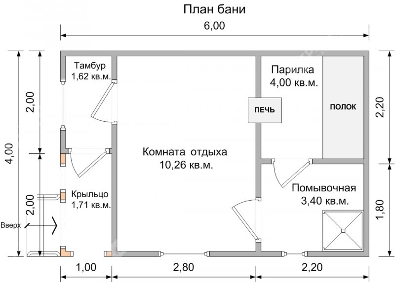 Баня 3 на 5 с тамбуром