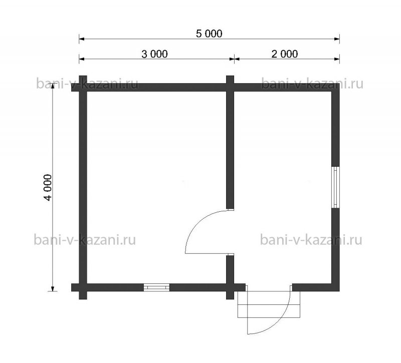 Чертеж каркасной бани 4х5