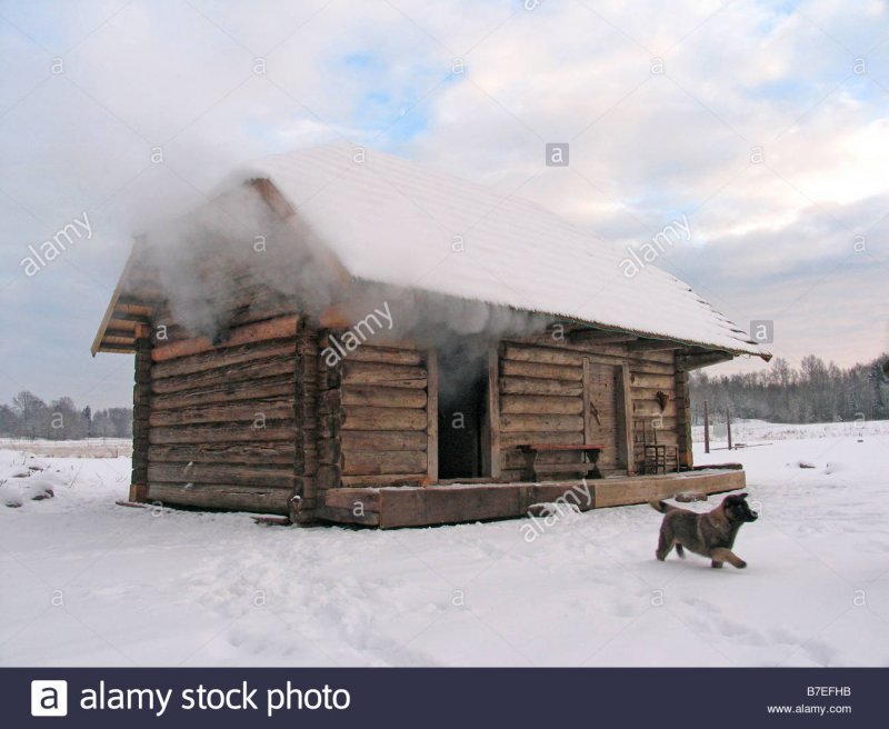 Баня по черному зимой