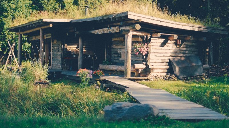 Деревенская баня на дровах