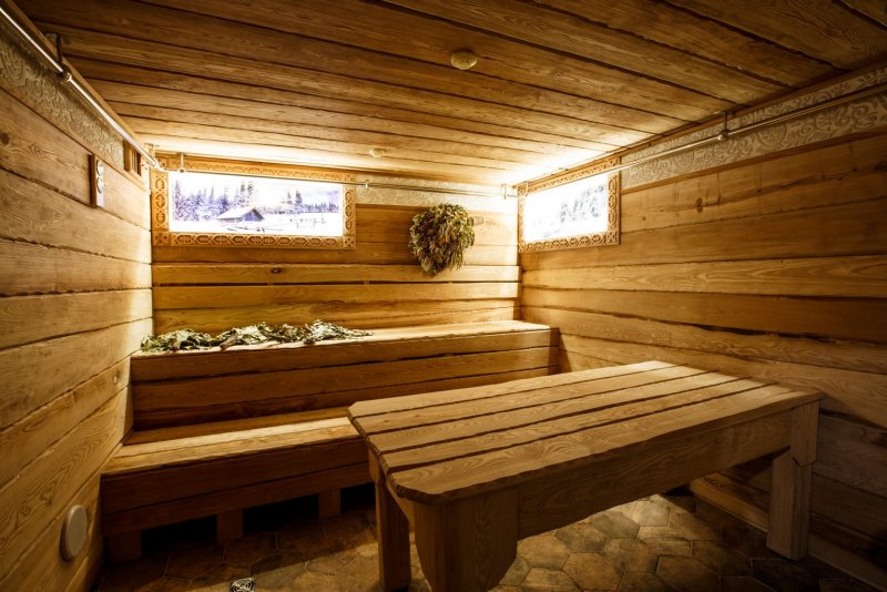 Russian Wooden bathhouse inside