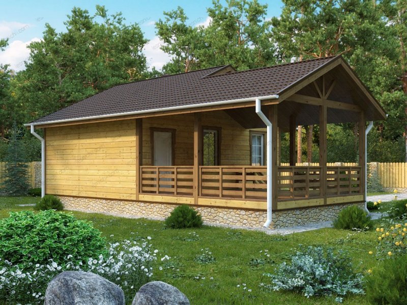 Баня с летней кухней и террасой