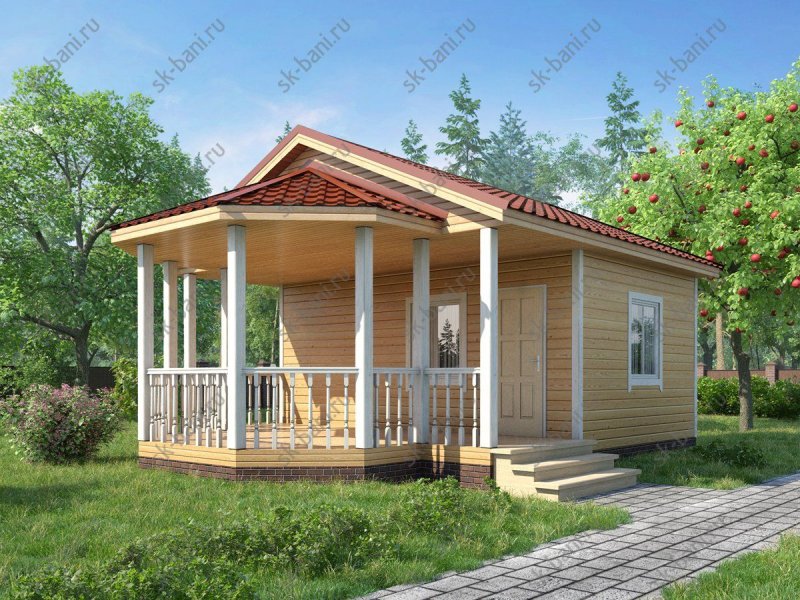 Баня с беседкой из профилированного бруса