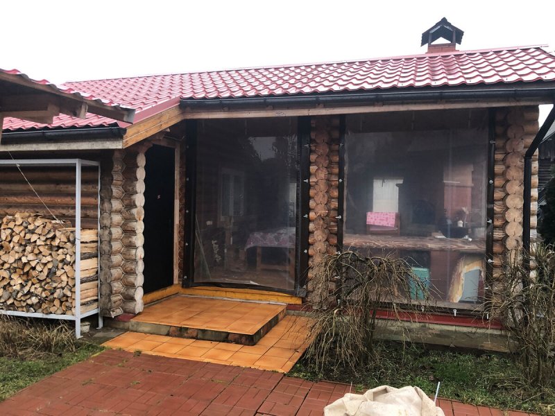 Дом из чурки колонной