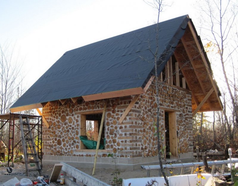 Дом по технологии Cordwood из бруса