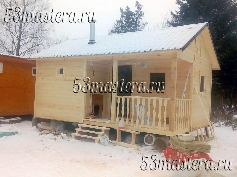 Баня 6х6 из бруса 150х150 с террасой