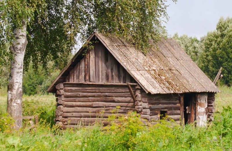 Возле деревенской бани
