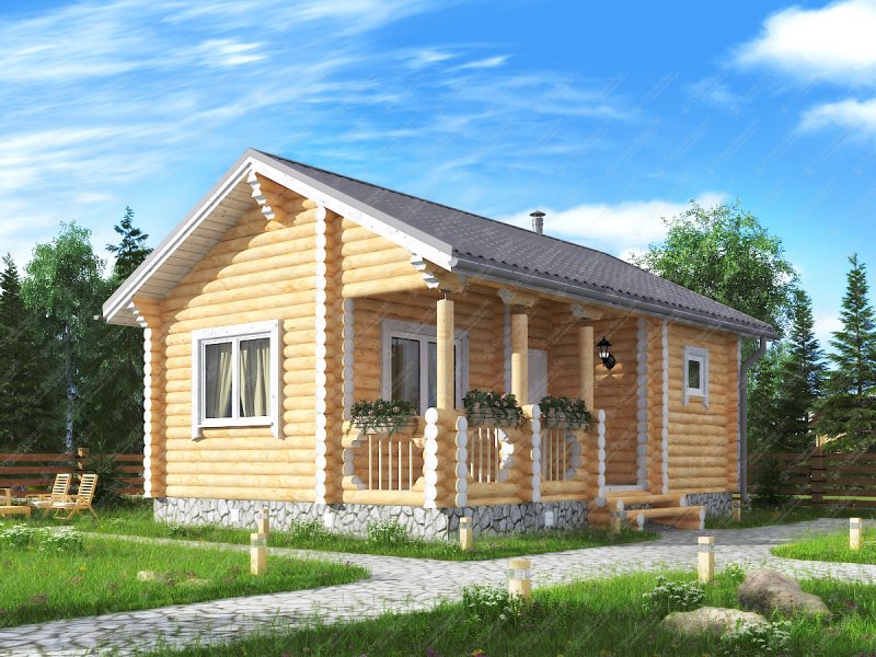 Баня из оцилиндрованного бревна под ключ