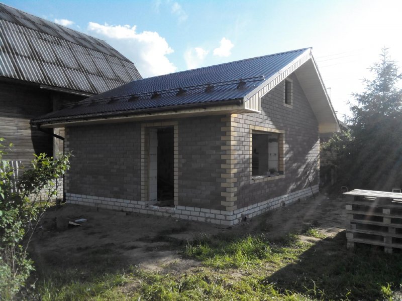 Карниз на бане из блоков