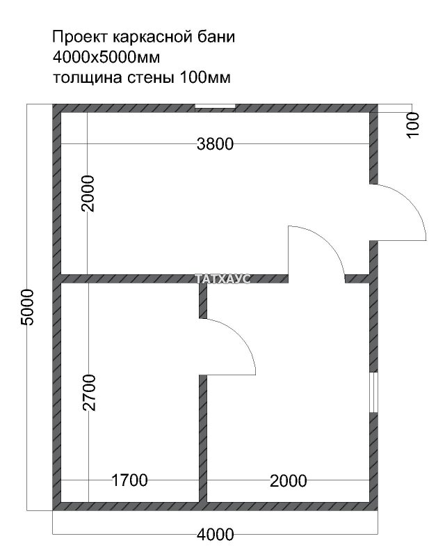 Каркасная баня 3х4