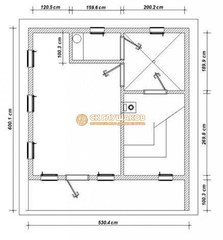 Чертежи каркасной бани 6х2.3