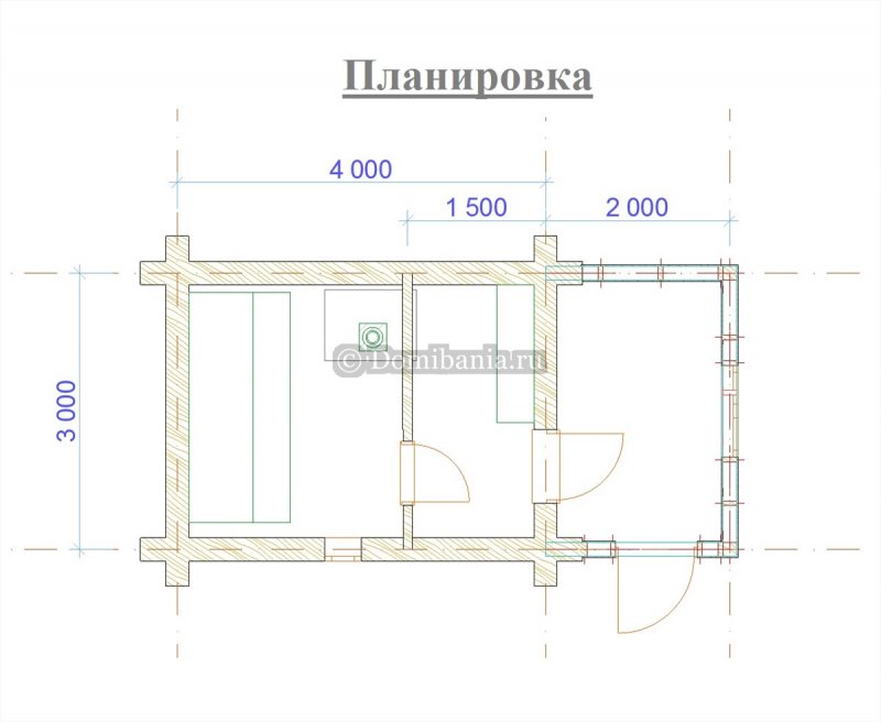 Каркасная баня 4х4 чертежи