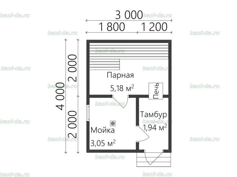Баня каркасная 3з4