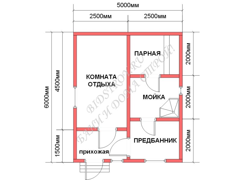 Баня 3х4 планировка из блоков