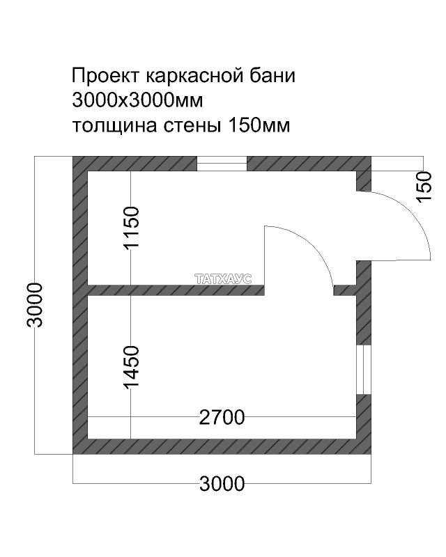 Сруб бани 3х4 планировка