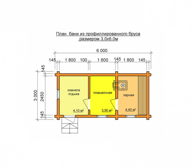 Баня 3х4.5 планировка
