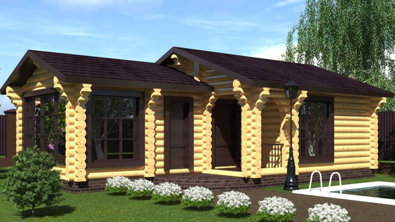 Красивые деревянные бани с беседкой