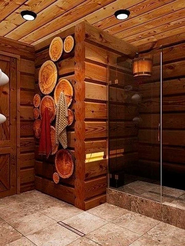 Интерьер деревянной бани